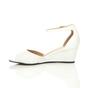 White AJVANI White Mid Wedge Heel Ankle Strap Sandals, Image 3 of 6