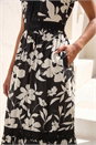 Black Floral Print Lace Trim Maxi Dress, Image 4 of 4
