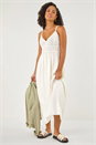 White Crochet Strappy Midi Dress, Image 1 of 5