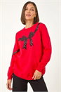 Red Bow Sequin Detail Knit Jumper, Image 4 of 5