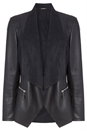 Navy  Faux Leather Suede Waterfall Jacket, Image 6 of 6