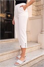 White Petite Bengaline Cropped Stretch Trouser, Image 1 of 4
