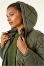 Khaki Hooded Diamond Quilt Padded Coat, Image 5 of 5