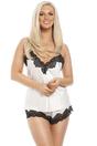 Cream Satin Cami Set With Floral Lace Detailing, Image 1 of 5