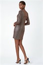 Gold Zig Zag Sequin Stretch Shift Dress, Image 3 of 6
