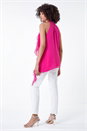 CERISE Halterneck Asymmetric Frill Detail Top, Image 3 of 5