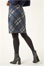Navy  Check Print Brushed Skirt, Image 4 of 5