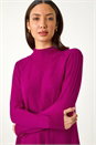 MAGENTA V Stitch High Neck Knitted Dress, Image 4 of 5