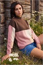 Chocolate Colour Block Marl Knit Jumper, Image 1 of 4