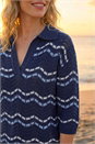  Stripe Wave Knit Polo Top, Image 4 of 4
