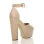 Natural AJVANI Natural High Block Heel Ankle Strap Glitter Sandals, Image 4 of 7