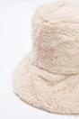 Beige Women's Plush Faux Fur Bucket Hat, Image 2 of 3