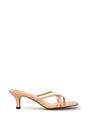 Beige XY LONDON Beige 'Dream' Strappy Square Toe Kitten Heel Slip on Mule Sandals, Image 1 of 5