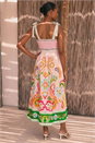 Light Pink Abstract Print Strappy Midi Dress, Image 3 of 4