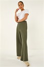 KHAKI Petite Wide Leg Crepe Stretch Trouser, Image 2 of 5