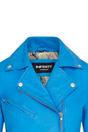 Blue Infinity Leather Blue Brando Biker Leather Jacket-Broome, Image 5 of 7