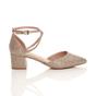 Rose Gold Mid Block Heel Crossed Straps Pointed Toe 2 Part Heels, Image 2 of 6