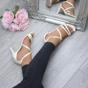 Ivory AJVANI Ivory Mid Heel Crossed Straps Wedding Bridal Sandals, Image 5 of 6