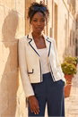 Ivory  Boucle Contrast Tape Jacket, Image 1 of 4