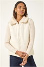 Cream  Reversible Fur Zip Gilet, Image 2 of 7