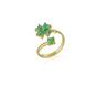 Gold Green Four Leaves Clover Luck Ring Sterling Silver, Image 1 of 3
