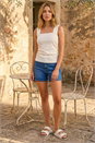 Ivory  Textured Stretch Top, Image 2 of 4