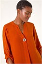 Rust V-Neck Button Detail Top, Image 4 of 5