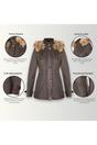 Brown Leather Hooded Parka Jacket-Putian, Image 3 of 5