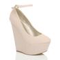 Pink High Wedge Heel Ankle Strap Platform Court Shoes, Image 1 of 5