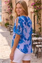 Blue Floral Print Ruffle Top, Image 3 of 4
