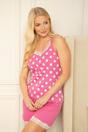 Pink Camille Lingerie Pink 100% Cotton Spot Printed Sleeveless Top Pyjama, Image 3 of 8