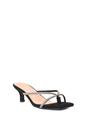 Black XY LONDON Black 'Megan' Toe Post Heeled Mules With Crystal Details, Image 2 of 6