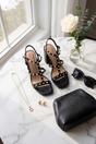 Black iKrush Black Ivy Womens Studded T-Bar Block Heel Sandals, Image 5 of 8