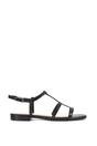 Black XY LONDON Black 'Danielle' Flat Strappy Caged Square Toe Sandals With Buckle, Image 1 of 6