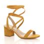 Yellow AJVANI Yellow Mid Block Heel Tie Up Sandals, Image 1 of 6