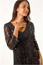 Black Circle Sequin Asymmetric Top, Image 4 of 5