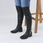 Black AJVANI Black Elastic Gold Zip Over The Knee Boots, Image 5 of 6