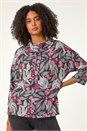 PINK Floral Printed Roll Neck Top, Image 4 of 5