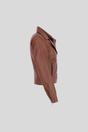 Tan Real Veg Tanned Leather Plain Biker Jacket, Image 5 of 5