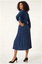 Blue Abstract Stretch Ruched Dress, Image 3 of 5