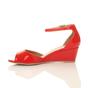 Red AJVANI Red Mid Wedge Heel Ankle Strap Sandals, Image 3 of 6
