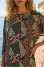 Green Floral Patchwork Stretch Top, Image 4 of 4