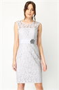 Silver Lace Embellished Trim Dress, Image 1 of 5