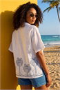 White Dusk Palm Embroidered Shirt, Image 3 of 4