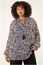Natural  Curve Georgette Keyhole Top, Image 4 of 5