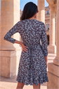 Blue Floral Print Frill Dress, Image 3 of 4