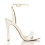 White AJVANI White High Heel Ankle Strap Barely There Sandals, Image 2 of 6