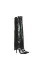 Black 'Shauna' Foldover Knee High Boots With Stiletto Heel, Image 2 of 6