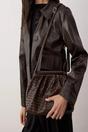 Dark Brown Women's Woven Gathered Clutch Shoulder Bag with Magnetic Closure, Image 2 of 2