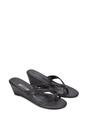 Black 'Rosa' Mid Wedge Heel Sandal Mules With Toe Post, Image 5 of 6